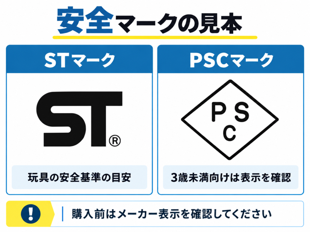 STマークとPSCマークの見本画像（安全確認の参考として）