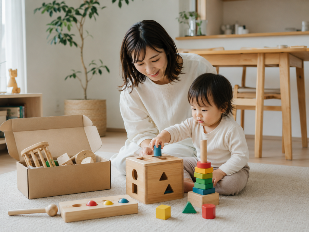 おもちゃのサブスクで親子で遊んでいる様子