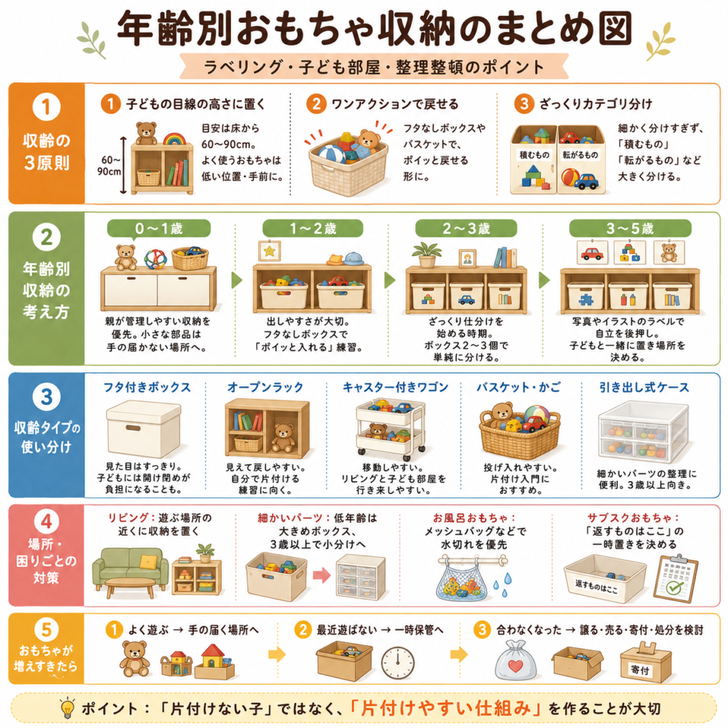 年齢別おもちゃ収納 ラベリング 子ども部屋 整理整頓