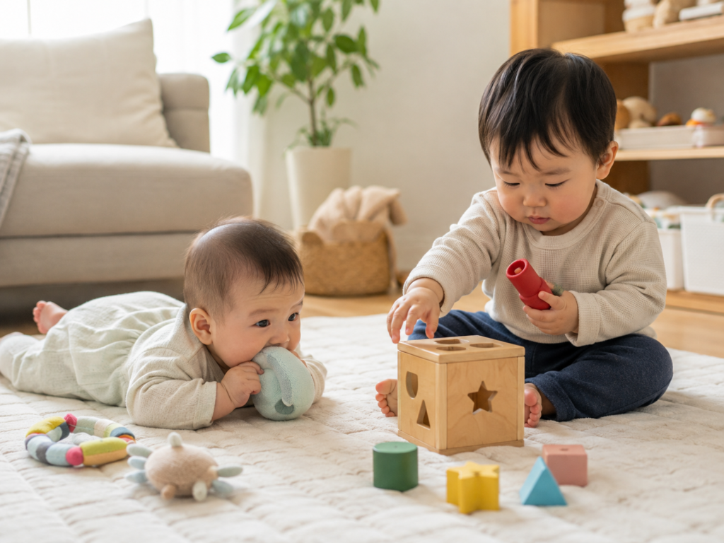 0歳・1歳のお子さまがおもちゃで遊んでいる様子のイメージ