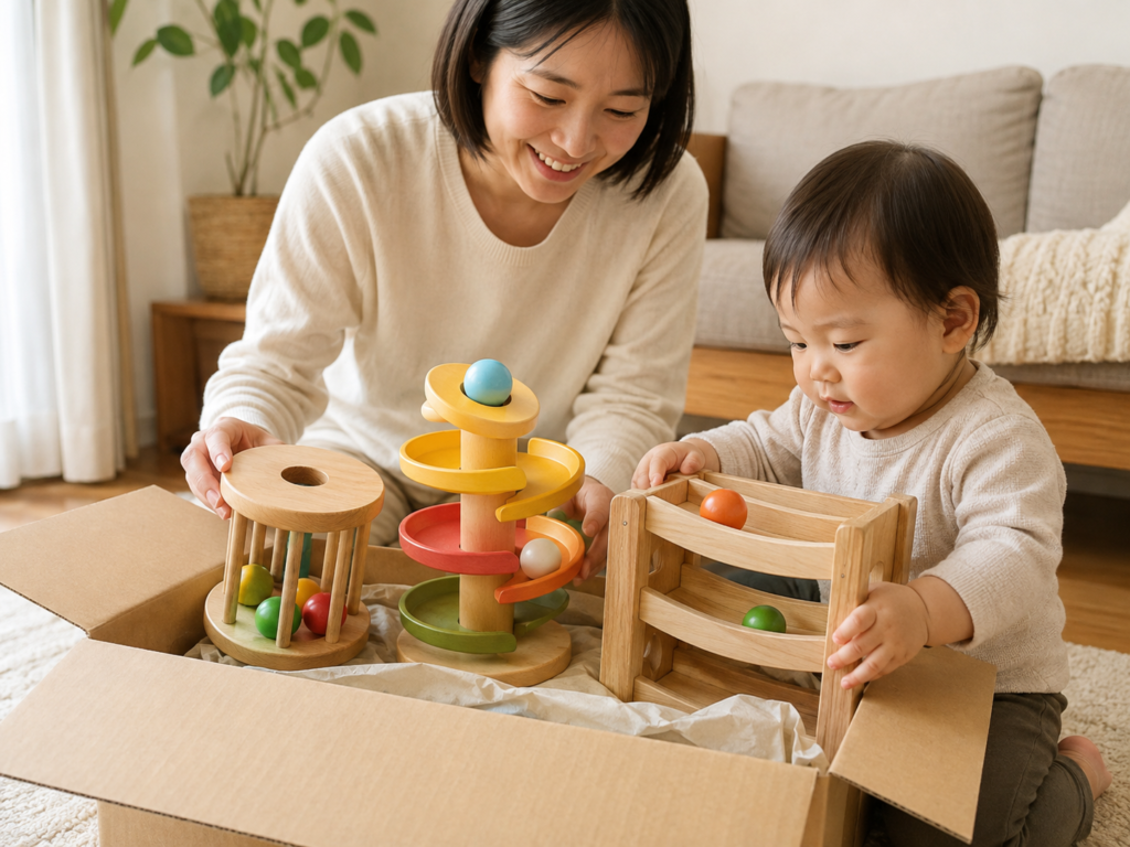 18.親子で一緒に積み木やブロックで遊んでいる温かみのある写真